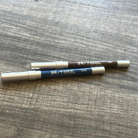 2 Urban Decay 24/7 Glide-on Accuse/Blue & Muse/Brown Eyeliner Pencils WaterPoof - Picture 2 of 4
